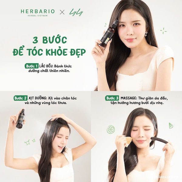 Cách dùng nước dưỡng tóc bưởi Herbario cach dung nuoc duong toc buoi Herbario