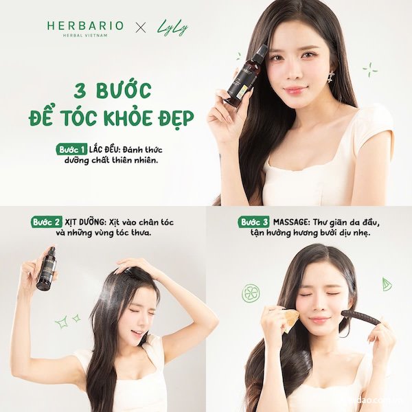 Cách dùng nước dưỡng tóc bưởi Herbario cach dung nuoc duong toc buoi Herbario